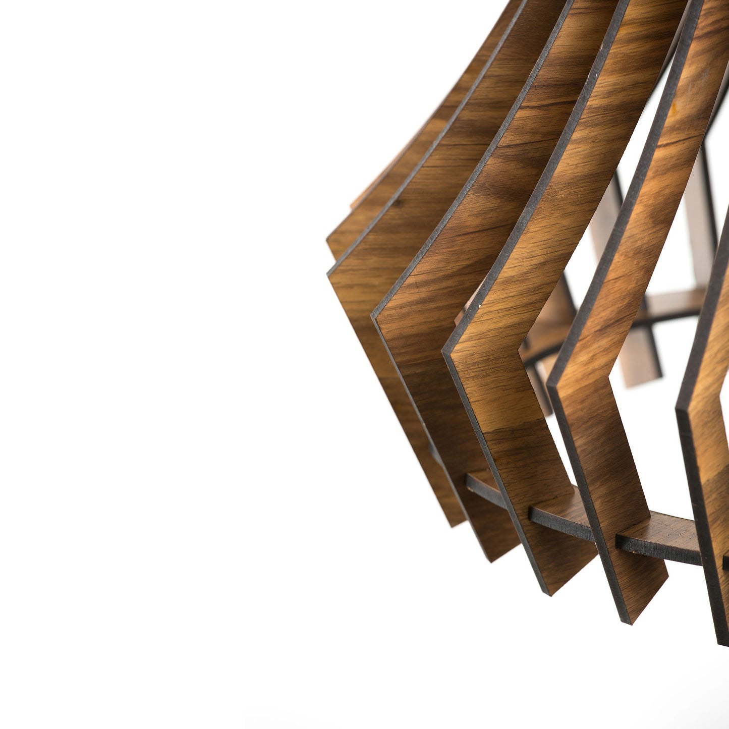Bohem Pine Wood Ceiling Pendant Lamp | Angular Slatted Wooden Hanging Light