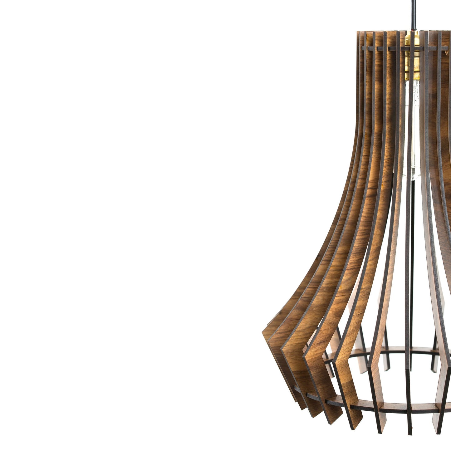 Bohem Pine Wood Ceiling Pendant Lamp | Angular Slatted Wooden Hanging Light