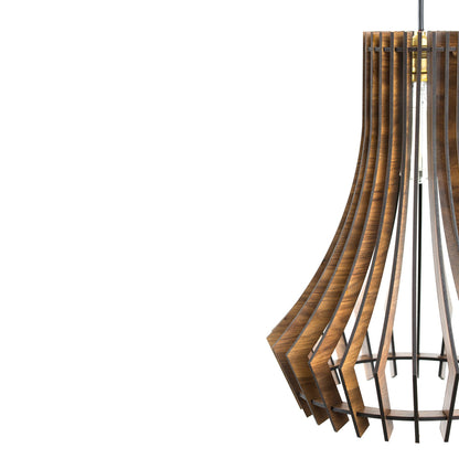 Bohem Pine Wood Ceiling Pendant Lamp | Angular Slatted Wooden Hanging Light