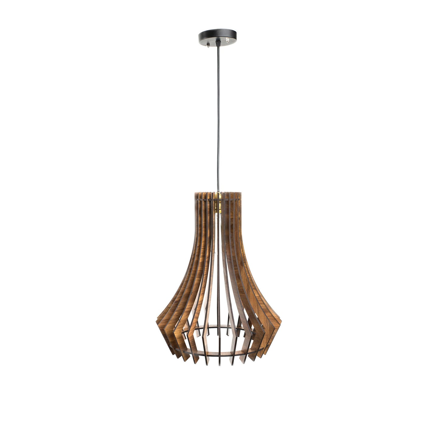Bohem Pine Wood Ceiling Pendant Lamp | Angular Slatted Wooden Hanging Light