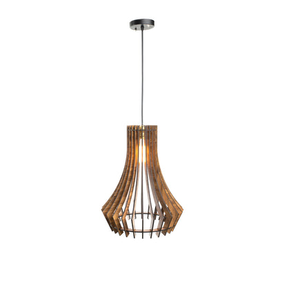 Bohem Pine Wood Ceiling Pendant Lamp | Angular Slatted Wooden Hanging Light