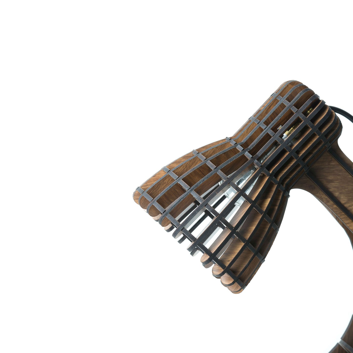 Sculptural Engineered Wood Desk Lamp | Slatted Wooden Table Light