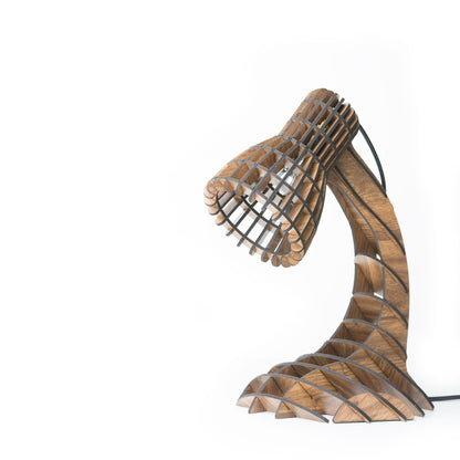 Sculptural Engineered Wood Desk Lamp | Slatted Wooden Table Light