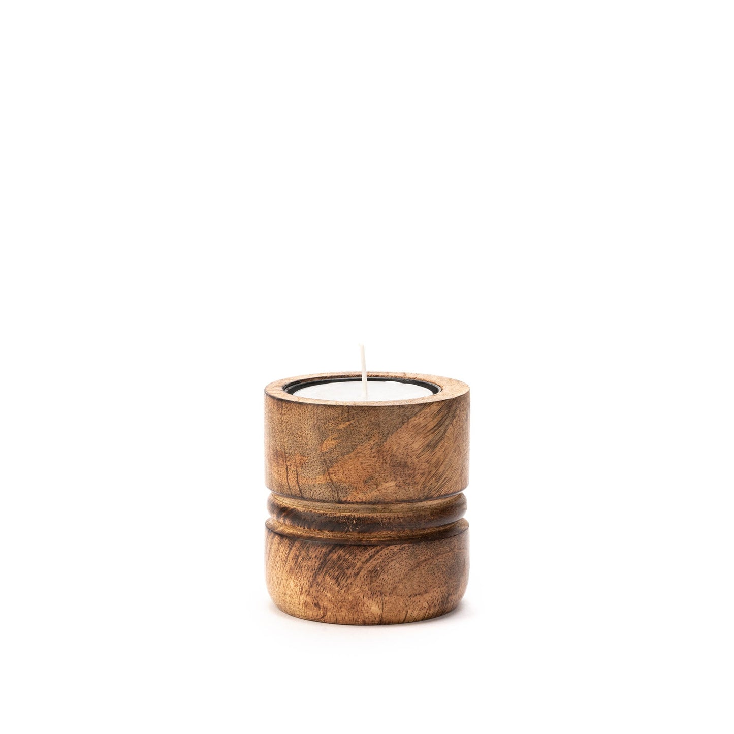 Baku Mango Wood Tealight Candle Holder | Burnt Finish | Set of 3 Sizes
