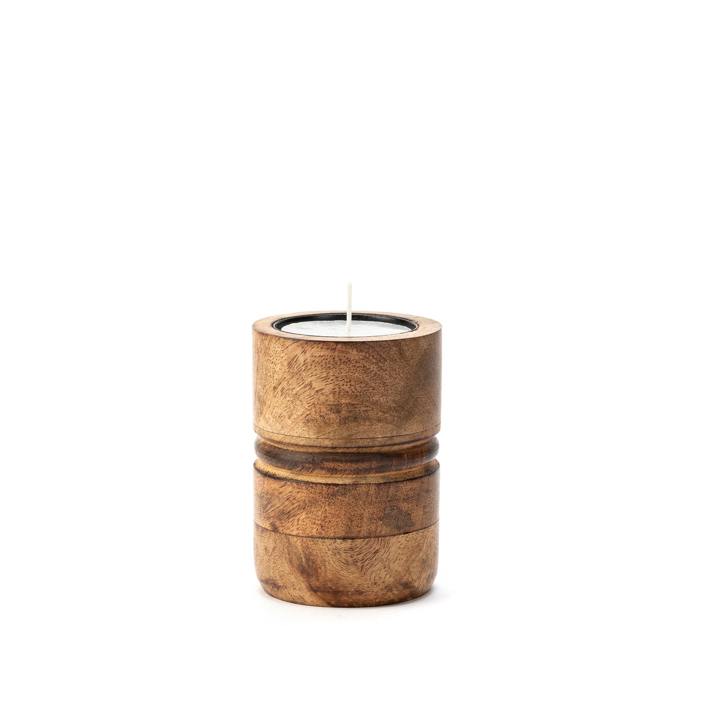 Baku Mango Wood Tealight Candle Holder | Burnt Finish | Set of 3 Sizes