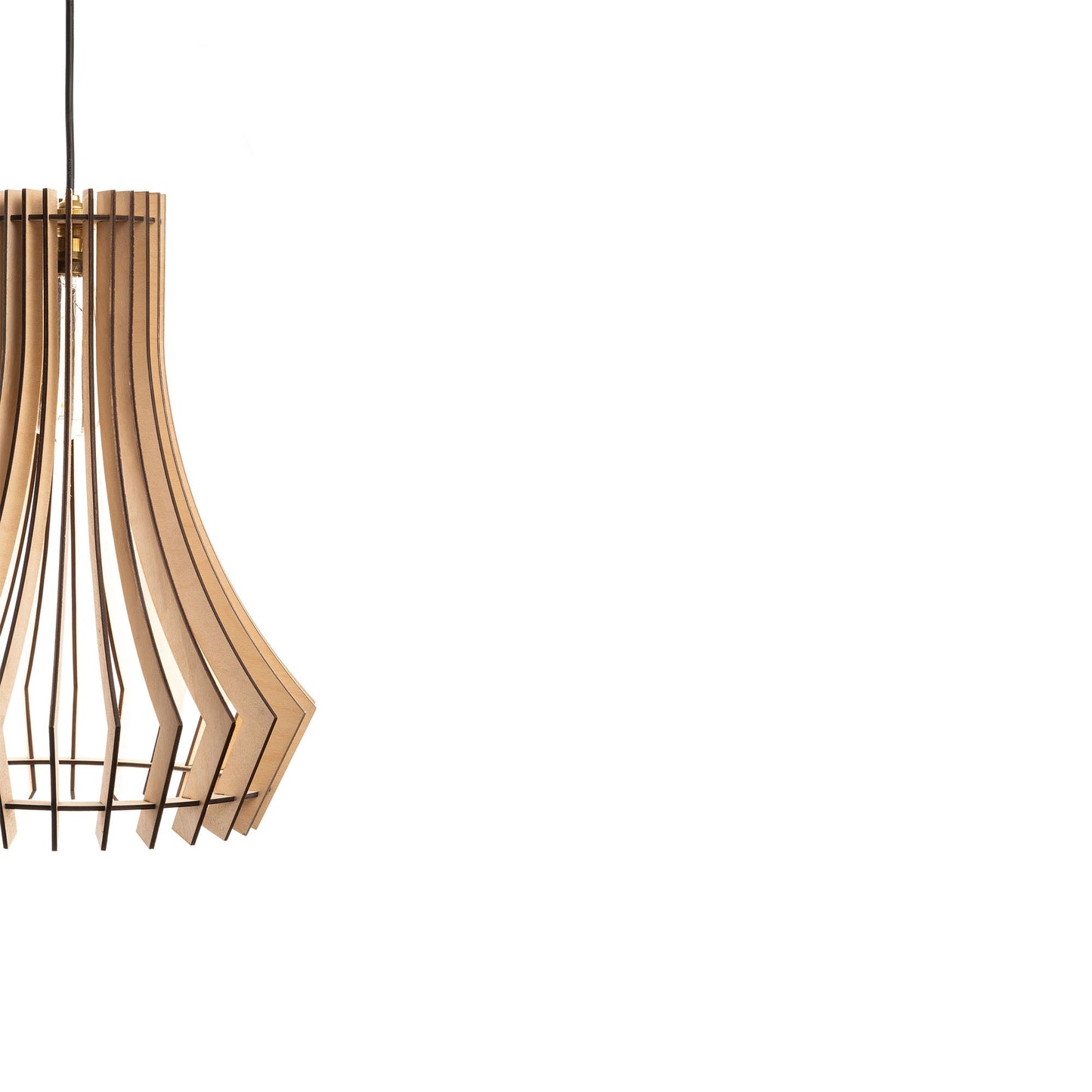 Bohem Birch Wood Pendant Lamp | Handcrafted Slatted Wooden Ceiling Light