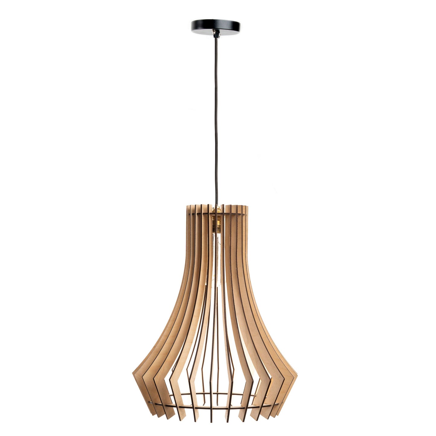 Bohem Birch Wood Pendant Lamp | Handcrafted Slatted Wooden Ceiling Light