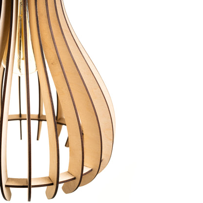 Baami Birch Ply Ceiling Pendant Lamp | Teardrop Slatted Wooden Hanging Light
