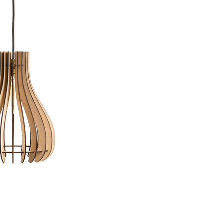Baami Birch Ply Ceiling Pendant Lamp | Teardrop Slatted Wooden Hanging Light