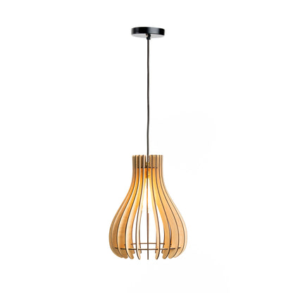 Baami Birch Ply Ceiling Pendant Lamp | Teardrop Slatted Wooden Hanging Light