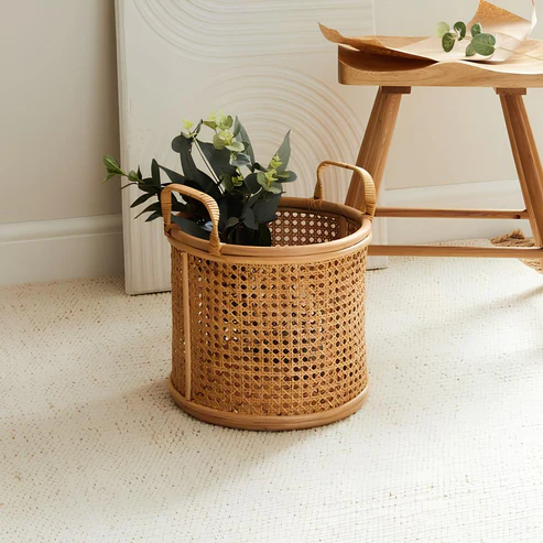 Taara Handcrafted Rattan and Bamboo Planter with Handles