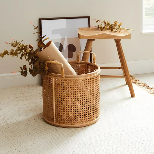 Taara Handcrafted Rattan and Bamboo Planter with Handles