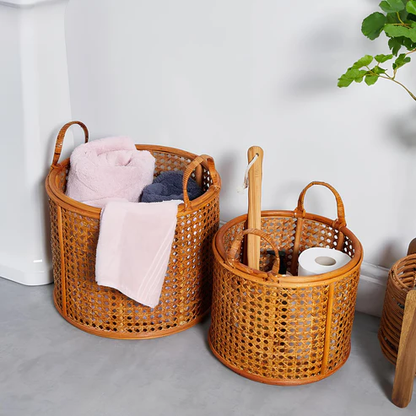 Taara Handcrafted Rattan and Bamboo Planter with Handles