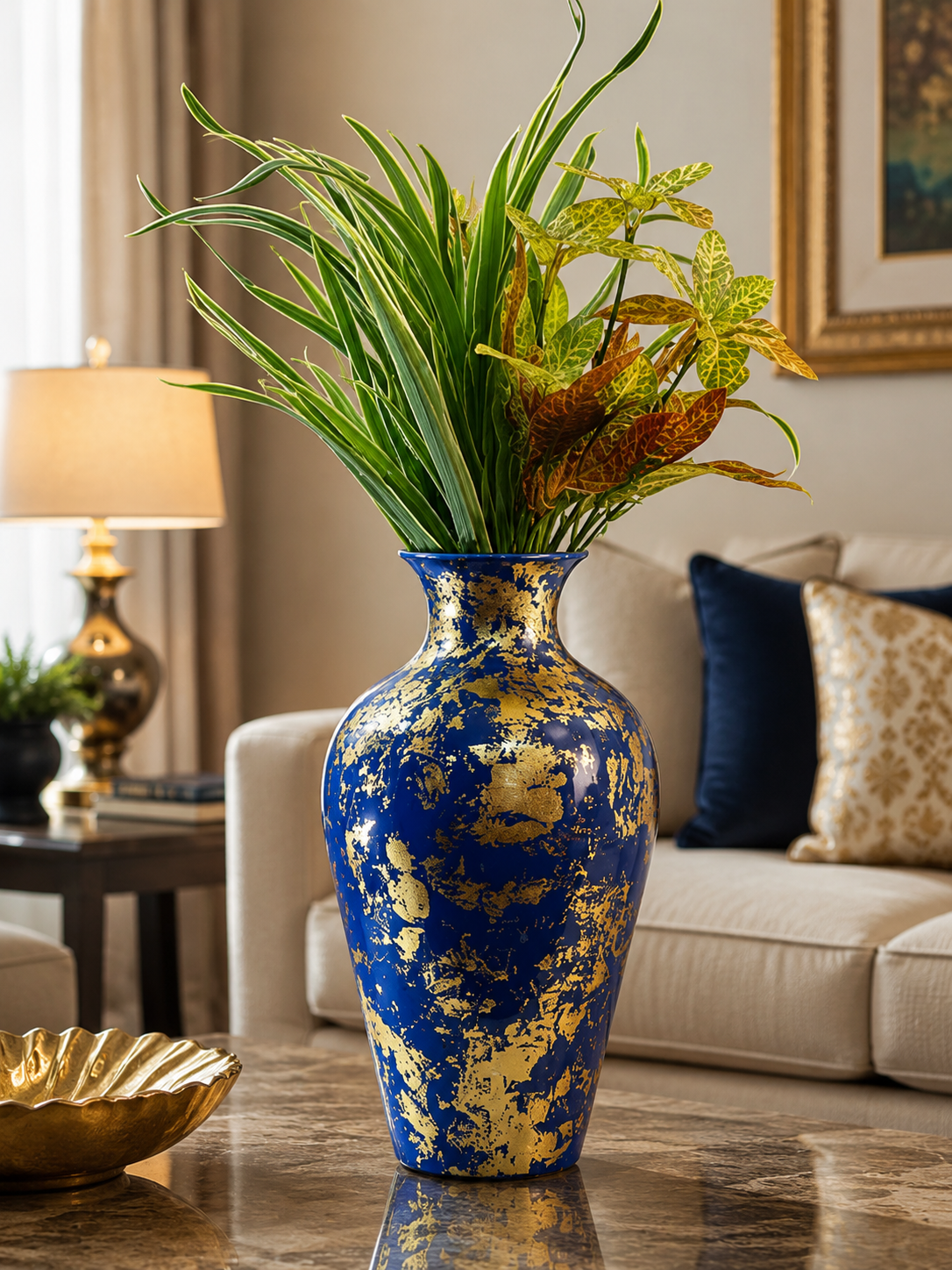 Tall Handcrafted Metal Vase – Abstract