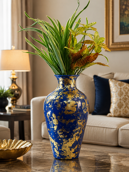 Tall Handcrafted Metal Vase – Abstract