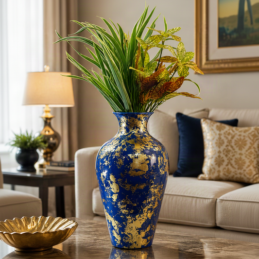 Tall Handcrafted Metal Vase – Abstract