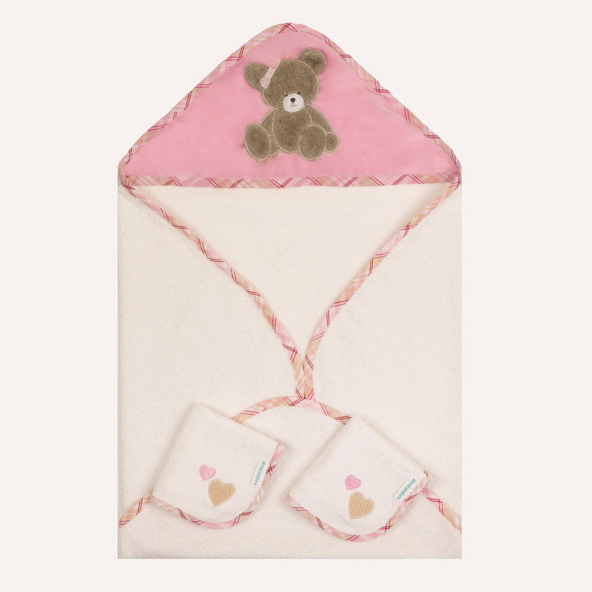 Hooded Towel with 2 Face Washers - Tender Heart