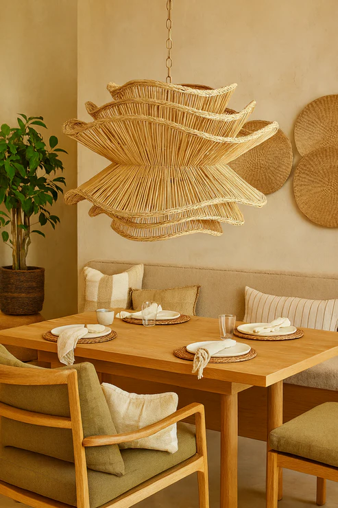 Kavya Handcrafted Rattan Lotus Chandelier