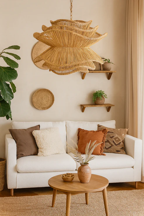 Kavya Handcrafted Rattan Lotus Chandelier