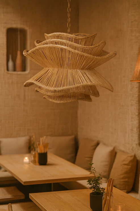 Kavya Handcrafted Rattan Lotus Chandelier