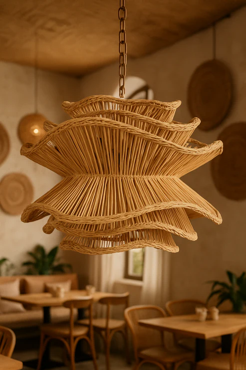 Kavya Handcrafted Rattan Lotus Chandelier