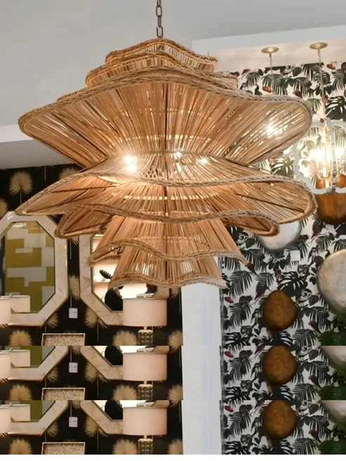 Kavya Handcrafted Rattan Lotus Chandelier