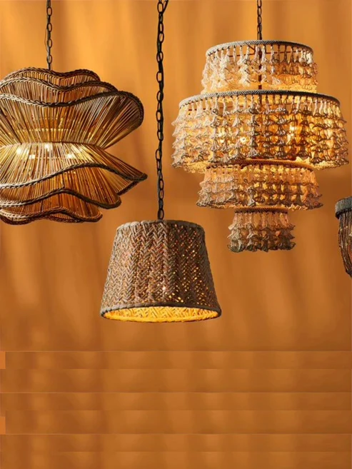 Kavya Handcrafted Rattan Lotus Chandelier