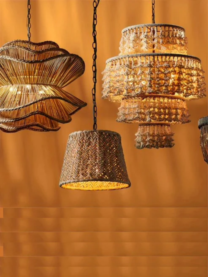 Kavya Handcrafted Rattan Lotus Chandelier