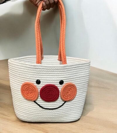 Three Nose White Cotton Tote Bag – Eco-Friendly Everyday Handbag for Women