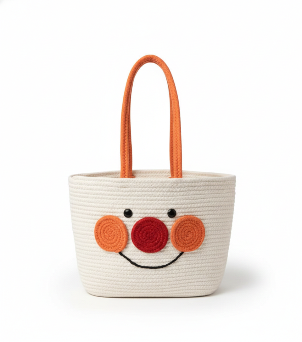 Three Nose White Cotton Tote Bag – Eco-Friendly Everyday Handbag for Women