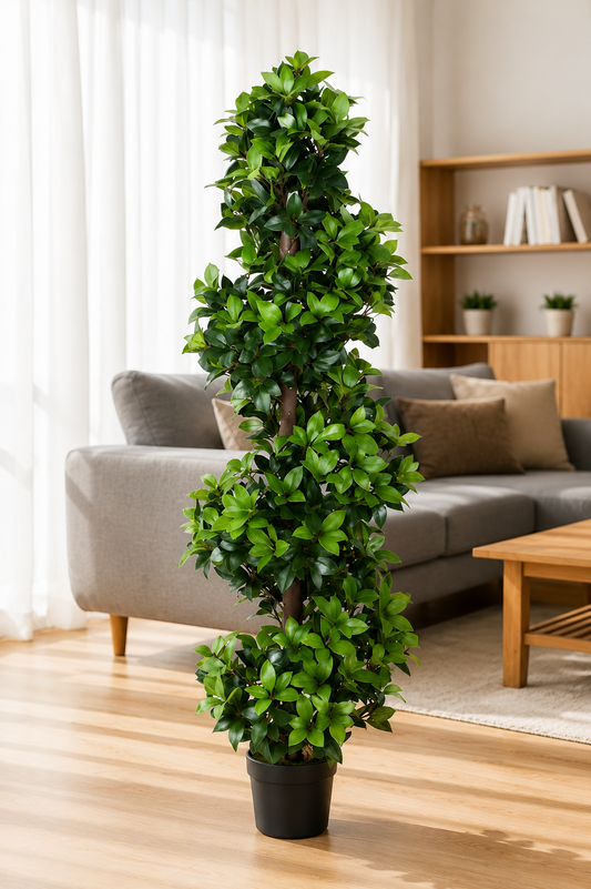 Topiary spiral Faux Plant – 59” Tropical Indoor Decor