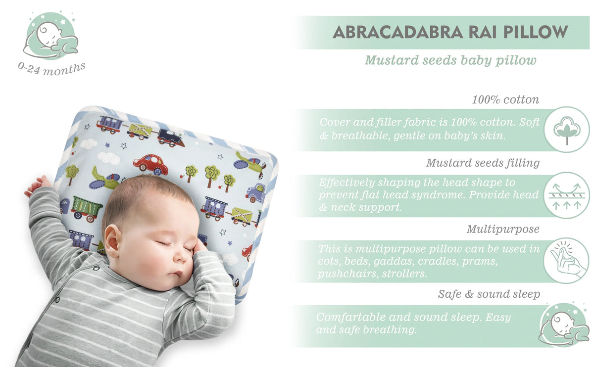 Abracadabra Transport Rai Mustard Seed Baby Pillow
