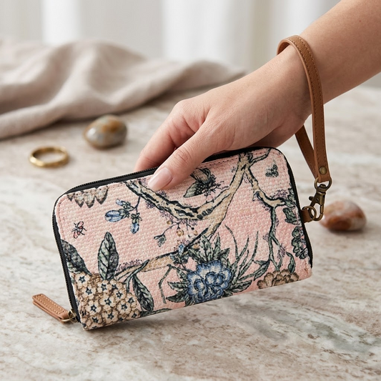 Trellis Wristlet Canvas Wallet