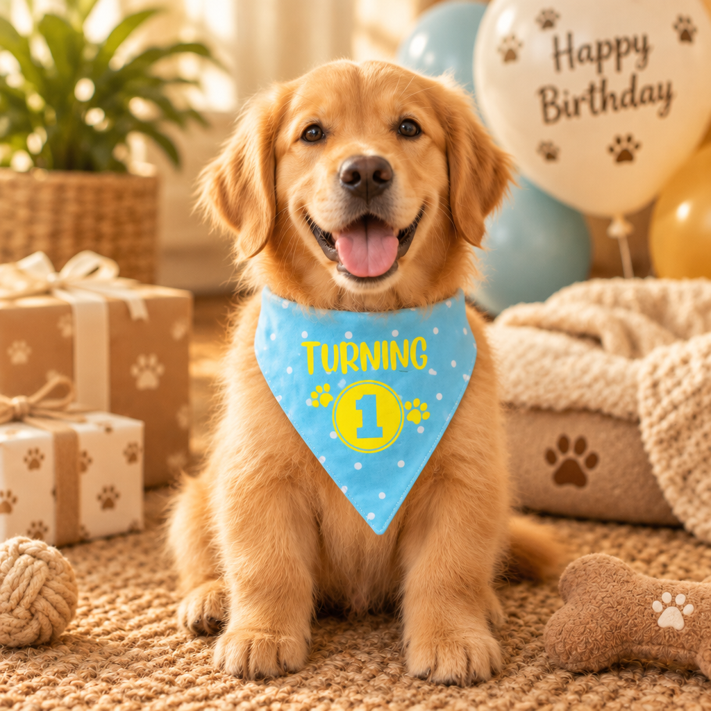 Pet Dog Bandana Turning 1