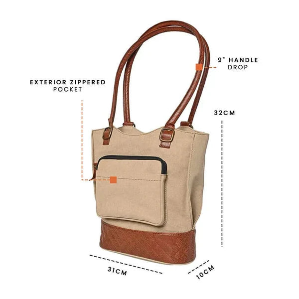 Two in One Convertible Handbag : Beige