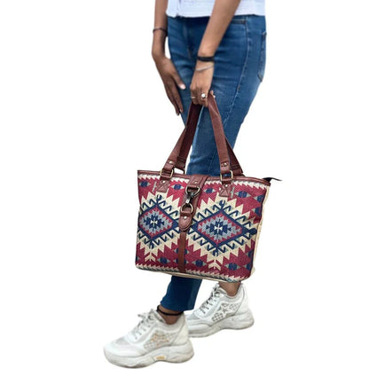 Upcycled Canvas Medium Handbag for Women