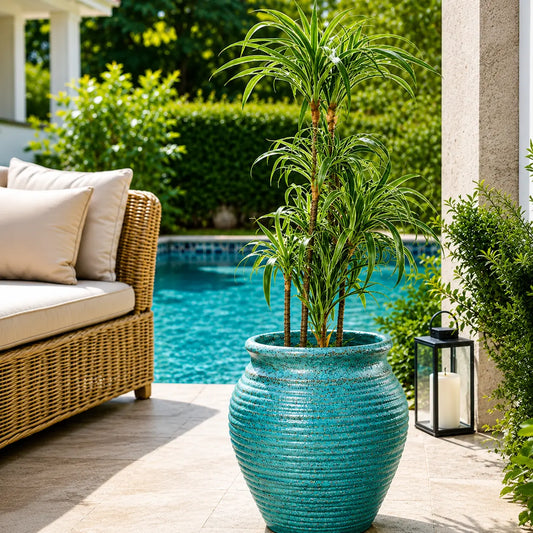 Basil Patina Traditional Fiberglass Planter