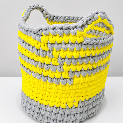 Vibrant Dual-Tone Knitted Storage Basket