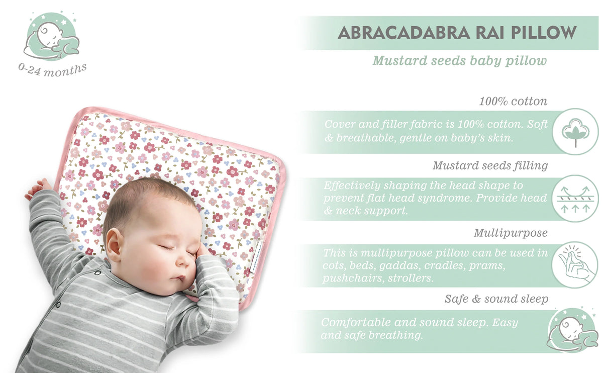Abracadabra Vintage Floral Rai Mustard Seed Baby Pillow