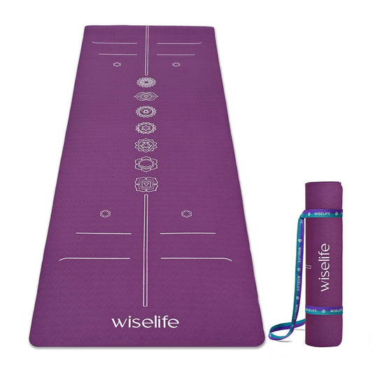 Wifelife True Alignment TPE Yoga Mat - 6mm Deep Purple
