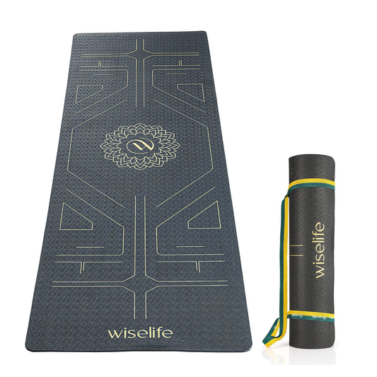 Wifelife True Alignment TPE Yoga Mat - 6mm Black