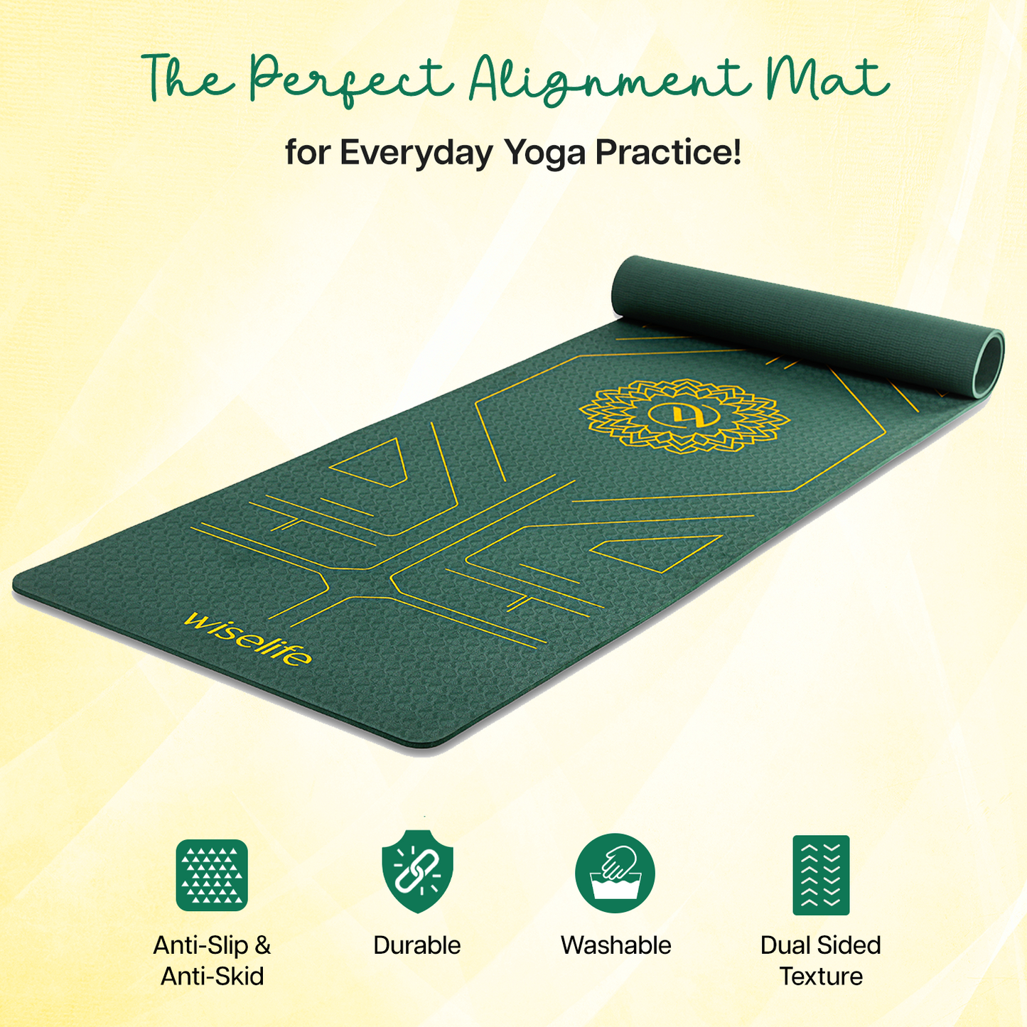 Wifelife True Alignment TPE Yoga Mat - 6mm