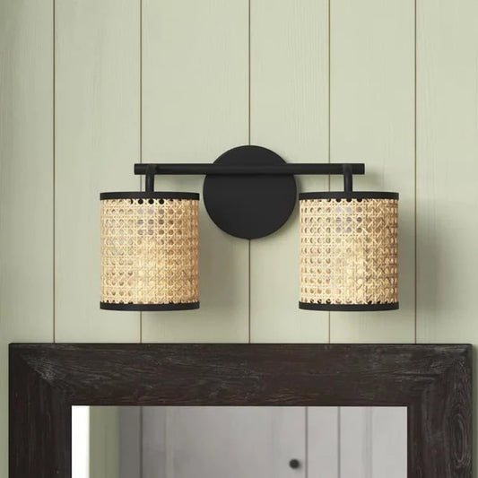 Azure Handcrafted Wicker & Bamboo Wall Lamp