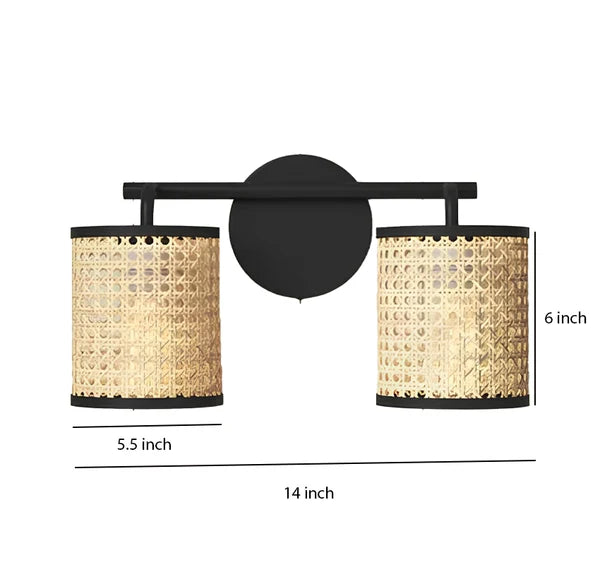 Azure Handcrafted Wicker & Bamboo Wall Lamp
