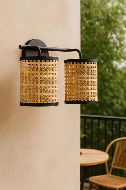 Azure Handcrafted Wicker & Bamboo Wall Lamp