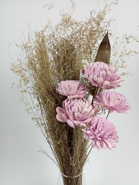 Pink Sola Wood & Dried Wildflower Bouquet