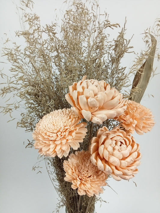 Salmon Sola Wood & Dried Wildflower Bouquet