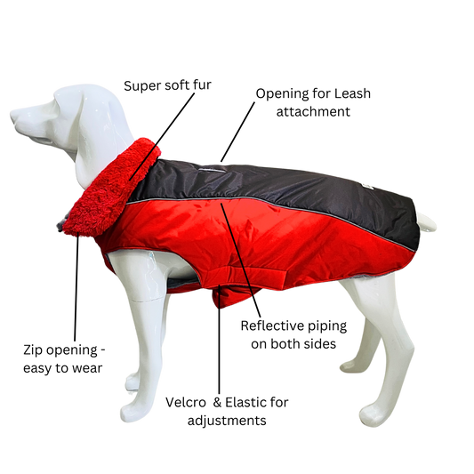 Premium Windproof Dog Jacket Black & Grey