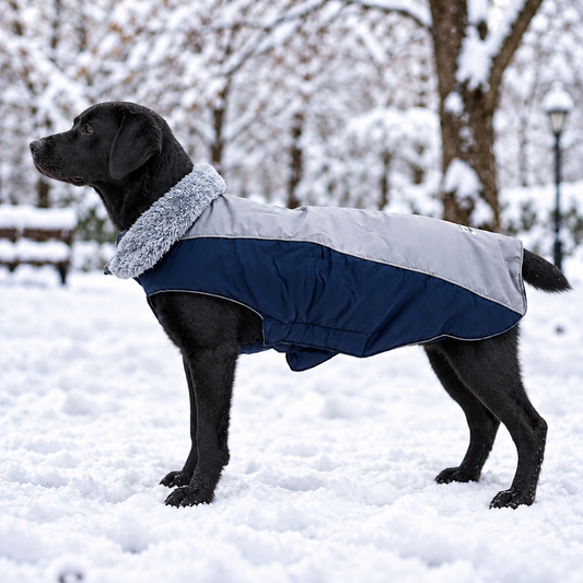 Premium Windproof Dog Jacket Grey & Blue