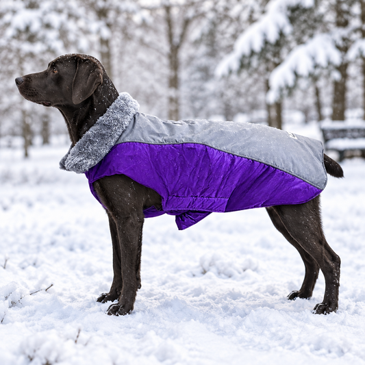 Premium Windproof Dog Jacket Grey & Purple